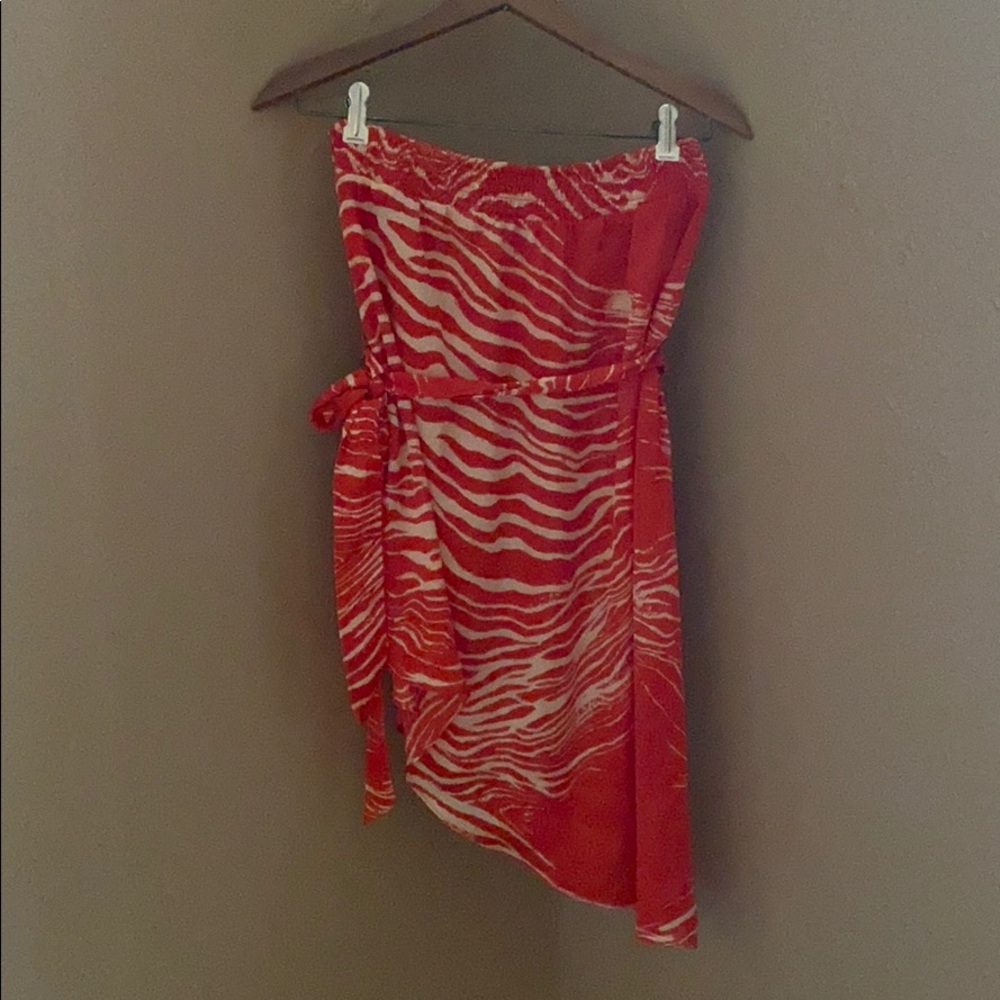 Strapless red zebra 🦓 print Arden B top